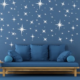 Zonon 82 Pieces Mirror Wall Stickers Star Wall Decals Decor Removable 3D Acrylic Mirror Star Setting Sticker for Ceiling Home Bedroom Living Room Girls Room Decor(Silver)