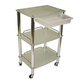 LCL Beauty Glass & Chrome Roller Trolley and Product Display Shelf Spa Salon Beauty Equipment