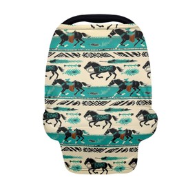 Youngerbaby Western Aztec Horse Nursing Cover for Newborns Breastfeeding Cover Scarf Baby Car Seat Covers Infant Stroller Cover Carseat Canopy for Girls and Boys Full Coverage