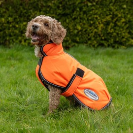 WeatherBeeta ComFiTec Reflective Parka 300D Deluxe Dog Coat, Orange, 26"
