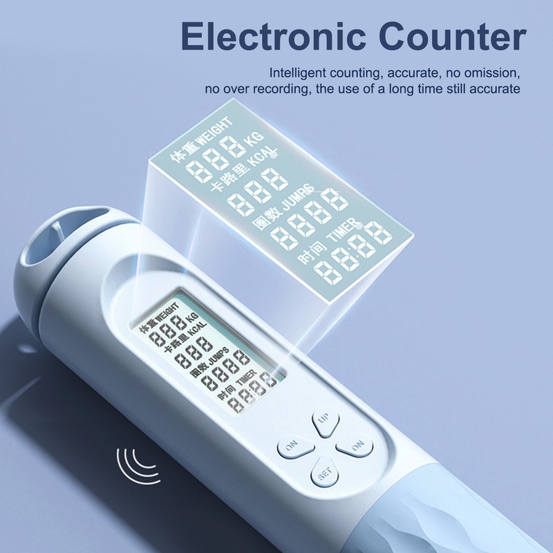 Cordless Jump Rope with Counter LCD Backlit Display Smart Weighted
