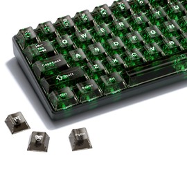 HITIME XVX Clear keycaps, Black Transparent Keycaps 60 65 75 100 Percent, Crystal Ceramic Custom Key Cap Set 124 Keys, Cherry Profile, Shine Through, Cute Style for Mechanical Keyboards