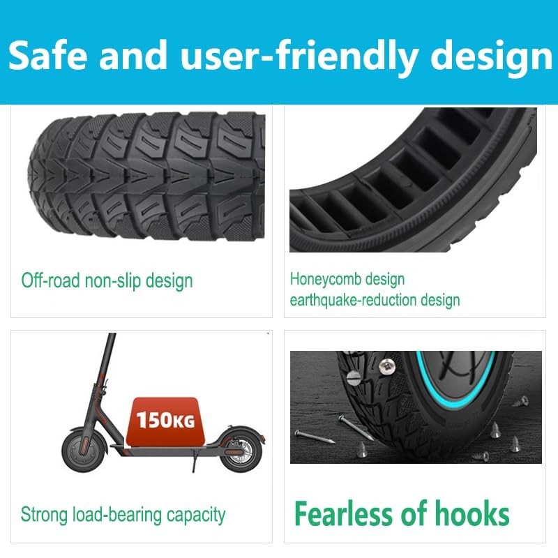 70/60-7.5 Off-Road Solid Scooter Tires : 11 Inch Tubeless Replacement