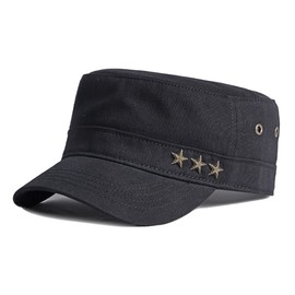 Adantico Men's Military Army Unisex Cap Adjustable Baseball Cap Women's Flat Cap, black