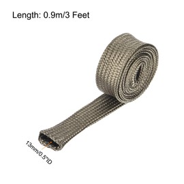 QUARKZMAN Hitzeschildhülse, 0,5" ID 3 Fuß Hitzehülse Automobil Draht Hitzeschild Kraftstoffleitung Hitzeschildhülse Hitzehülse Hitzewicklung 800 Grad für Drähte, Titanfarbe