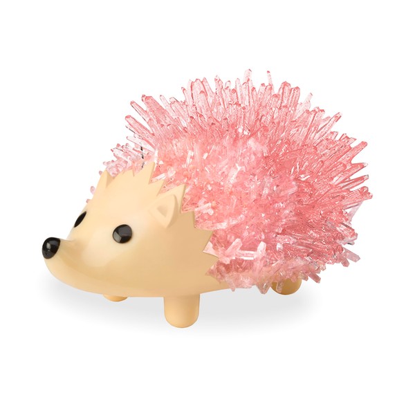 HearthSong Grow Your Own Crystals Kit-Hedgehog, 3”L x 1”W Figurine Base, Adult Supervision Required, Cherry Pink