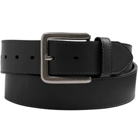 KingSize Men's Casual Stitched Edge Leather Belt - 56/58, Black