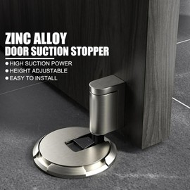 EVTSCAN Modern Silent Mechanical Door Stopper, Brushed Nickel, Adjustable Height, Simple Push to Lock, Preventing Door Slamming, for Home, Apartment, Office