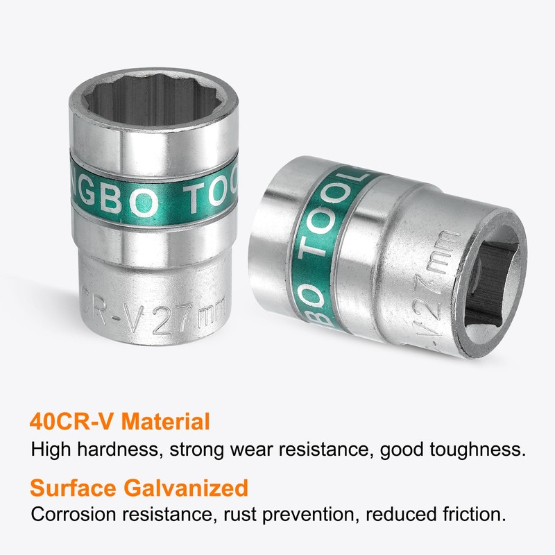 sourcing map 3/4" Drive 12 Points Socket 27mm Metric Shallow