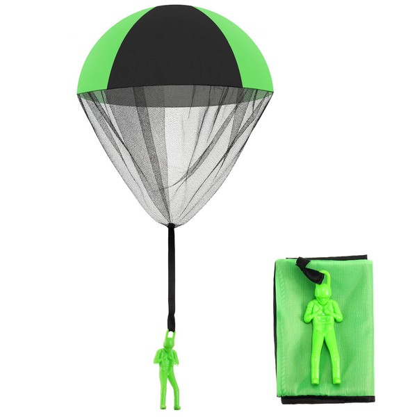 SKYLETY Parachute Toy Soldiers Hand Throwing Army Men Toys Parachute Hand Throw Toy Outdoor Flying Toys for Boys and Girls, Green Black