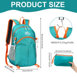 Gukasxi Ultra Lightweight Foldable Backpack, 20L Hiking Backpack Water Resistant Rucksack, Durable Packable Backpack for Men Women, for Outdoor Sport Travelling Walking Hiking Camping Biking