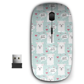 KAWAMOUSE 2.4G Ergonomic Portable USB Wireless Mouse for PC, Laptop, Computer, Notebook with Nano Receiver (No Drama Llama)