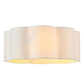 LOFOB Fabric Drum Ceiling Lamp Shade Clover - Semi Flush Mount Ceiling Light Shade, Close to Ceiling Light Fixtures Pendant Desk Lamp Shade (White)