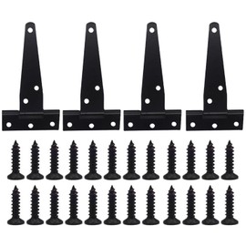 4 Pieces Black T-Shaped Hinges with Set Screws, Garden Door Hinges, Triangular Type Hinges, Heavy Duty Door Hinges, Bearing Door Hinges, Suitable for Door Panels, Windows, Cabinets