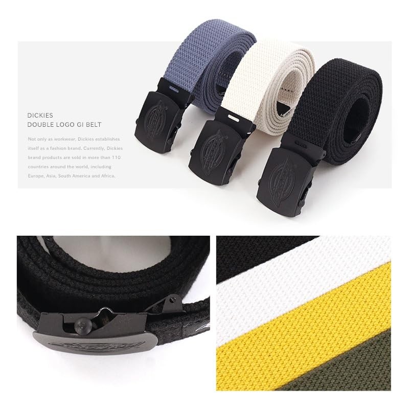 Dickies Gacha Belt, 1.3 inches (32 mm) Wide, Double Logo,