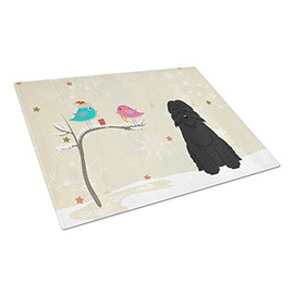 Caroline's Treasures BB2546LCB Christmas Presents between Friends Bouvier des Flandres Glass Cutting Board Large Decorative Tempered Glass Kitchen Cutting and Serving Board Large Size Chopping Board