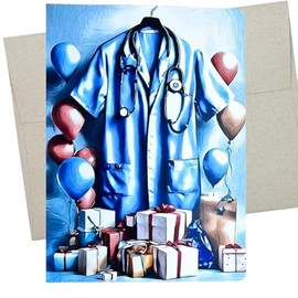 Whitman and Daughter Nurse Appreciation Card, Medical Birthday Card (1 Premium Folded Card, Blank Inside, 5X7 Inch) doctor retirement, graduation, thank you note, nurses birthday - 800