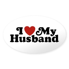 CafePress I Love My Husband Oval Sticker Oval Car Bumper Sticker