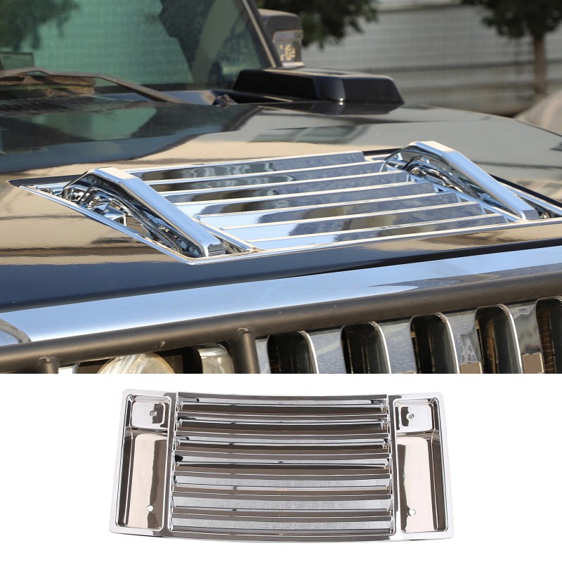 autopart2021 Silver Front Hood Deck Vent Panel Handle Cover Trim