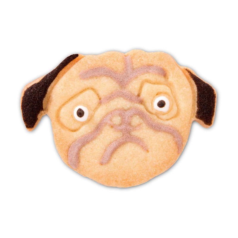 Staedter Embossing Pug Face Cookie Cutter, Silver