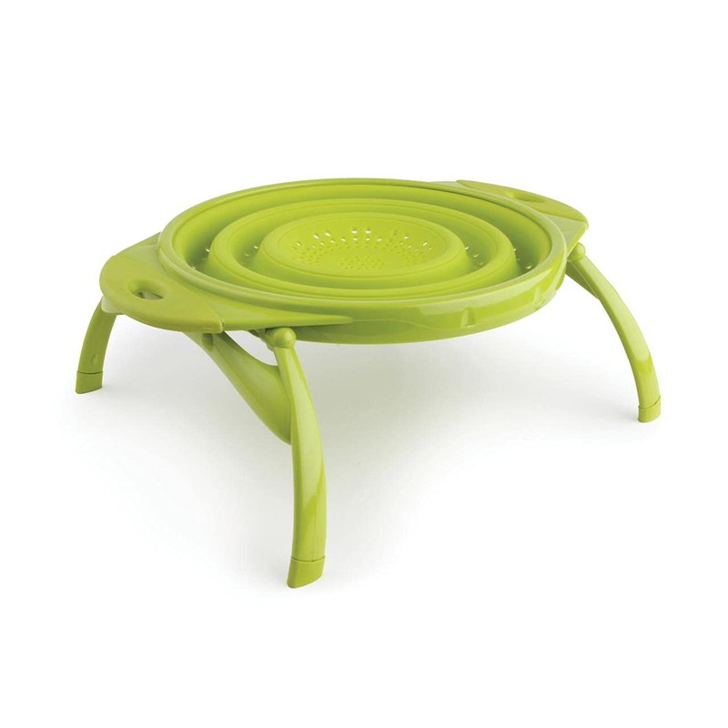 Dexas POP Collapsible Silicone Colander, 10 inch diameter, Solid Green