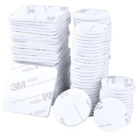 Hendevl 100 Pieces Double Sided White Foam Pads Mixed Round and Square Strong Adhesive Replacement Sticky Pad Mounting Tapes for Walls Door Wood Metals Glass Papers Art Crafts, 3 Sizes