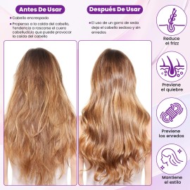6pzs Curly Ondas En Cabello Rizos Sin Calor Tubo+gorro Satin