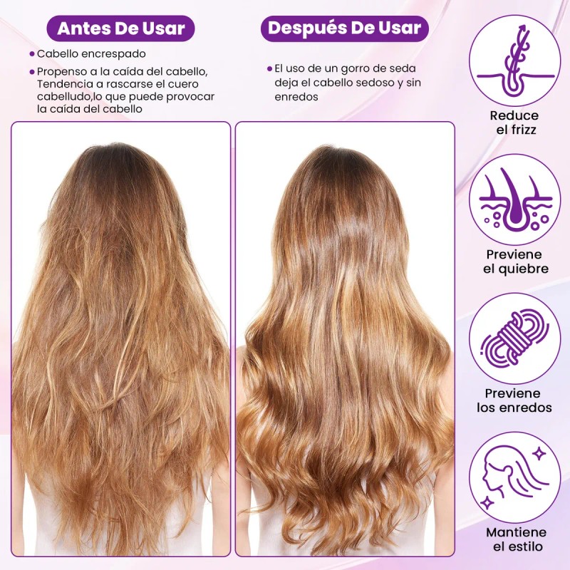 6pzs Curly Ondas En Cabello Rizos Sin Calor Tubo+gorro Satin