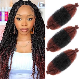 Springy Afro Twist Hair 16 Inch 3 Packs, Afro Twist Hair Pre Fluffed Spring Twist Hair Pre Separated Wrapping Hair for Soft Locs Hair Extensions (16 Inch (Pack of 3), 1B/350#)