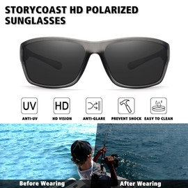 STORYCOAST Polarized Sports Sunglasses for Men Women Unbreakable Frame Cycling Fishing Driving, 3pack Black+clear Gray Frame/Gray+clear Gray Frame/Blue, Standard