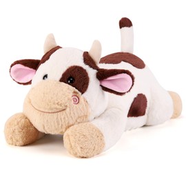 gnomantic Cow Weighted Stuffed Animals - 22 Inch 4.5 Pounds Weighted Plushies Cow Stuffed Animals - Big Plush Pillow - Cute Plush Toys Gifts for Kids & Adults (22" 4.5 lbs Brown)
