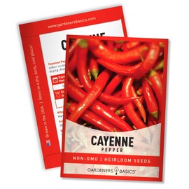 Cayenne Pepper Seeds for Planting Heirloom Non-GMO Cayenne Peppers Plant Seeds for Home Garden Vegetables Makes a Great Gift for Gardening by Gardeners Basics