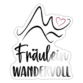 Spreadshirt Fräulein Wandervoll Herz Bergwanderung Wandern Sticker, max. 10 x 10 cm, 10 x 10 cm, Weiß glänzend
