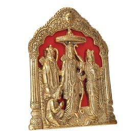 DreamKraft Antique White Metal Lord Ram Darbar Idol for Home Decor and Puja Article(25.4 cm x 15.24 cm) (Gold)
