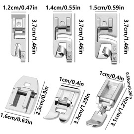 ARJDXDP 6Pcs Presser Feet, Sewing Machine Presser Foot Set, Narrow Rolled Hem Sewing Machine Presser Foot Set, Foot Zip Concealed, General Purpose Sewing Machine Presser Foot, Direct Zipper Foot