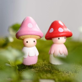 MAOMIA 8 Pcs Miniature Mushroom Dolls, Fairy Garden Doll Figurines Dollhouse Garden Decor Micro Landscape DIY Outdoor Decorations