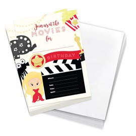 Desert Cactus Movies Happy Birthday Invitations Kids Party Invite Cards (10 Count) With Envelopes Boys Girls (10ct) Style 1