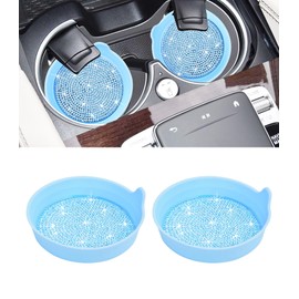 Amooca Bling Cup Holder Coaster for Car Non-Slip Universal Automotive Cup Holders Sift-Proof Spill Holder Car Interior Accessories 2 Pack Pink & Pink Rhinestone