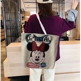 Cute Canvas Tote Bag for Women, Extra Large Capacity Handbag with Zipper, Reusable Vintage Shoulder Bag for Travel, Shopping, Work, School, and Daily Use - Mouse