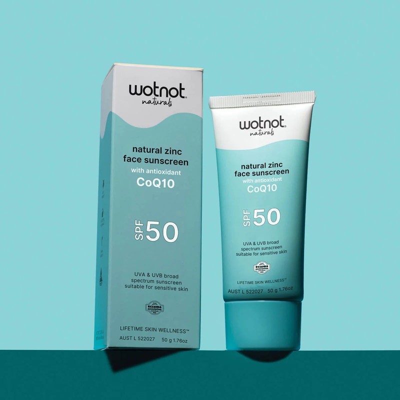 Wotnot Natural Zinc Face Sunscreen SPF 50 with CoQ10, 50g