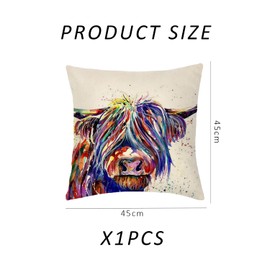 XMNIVATE 1 Colorful Cow Throw Pillow Cover, Watercolor Animal Cushion, Home Decor Pillow Cover, Pillow Accessories, Animal Print Cushion Cover, Unique Living Room Sofa Throw Cover.