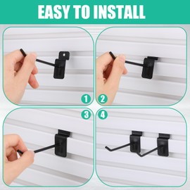 Yaocom 200 Pcs Slatwall Hooks Bulk Metal Slat Wall Hanging Hooks Panel Display Hooks Slatwall Hooks and Hangers for Garage Shop Retail Display (Black,4 Inch, 6 Inch, 8 Inch)