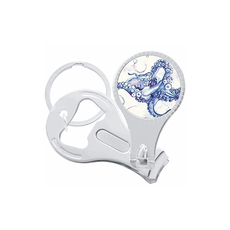 Watercolor Octopus Nail Clippers Plus Bottle Opener Keychain