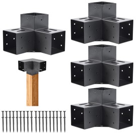 4 Pcs Pergola Bracket，Pergola Kit 3-Way Right Angle Corner Bracket with Black Powder Coated,Woodwork DIY Pergola Kit & Post Base Brackets for Gazebos, Patio Pergolas(Actual: 3.5"x3.5")
