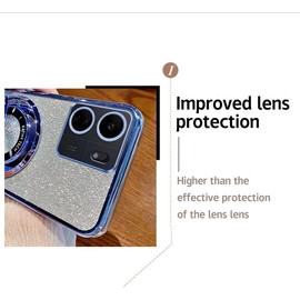 IMEIKONST Case Compatible with Redmi 13C, Gradient Glitter Ring Kickstand Case for Girls Women Lens Protection Shockproof TPU Rubber Bumper Cover for Redmi 13C. Rose Gold DS1