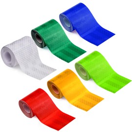 Sekonow 6 Rolls 2in x 9.8ft Reflective Tape, 6 Colors Reflector Tape Outdoor Waterproof, High Visibility Night Safety Warning Reflective Stickers Strips for Trailer Car Bike