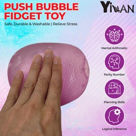 YiLUAN 3.8” Large Gumdrop Stress Ball - Slow Rise Maltose Squishy Sugar Stress Cube for Adults, Slow Rise, Malt Sugar Filled, Anxiety Relief Toy with Bumpy Texture & Easter Egg Packaging(1Pack Purple)