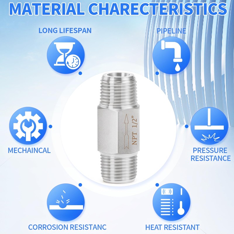 ChillWaves 304 Stainless Steel In-Line Siamese Check Valve 1/2" NPT