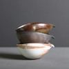 Single Mouth Bowl, Medium Bizen Style Matcha Bowl, Brown/White, 6.1