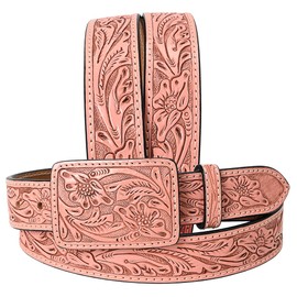 American Darling Hand Carved Unisex Genuine American Leather Belt Tan | Western Leather Belt | Handcrafted Western Belt |